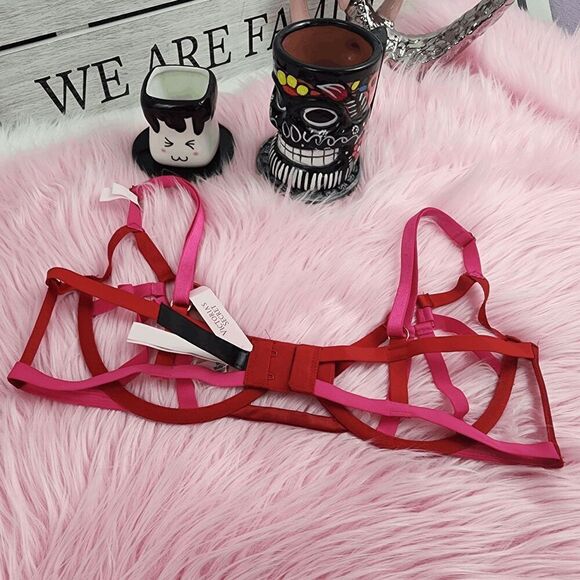 💖 NWT Victoria’s Secret Very Sexy Low Cut Demi Bra Red Pink M-DD #7280 💖 - Picture 2 of 8